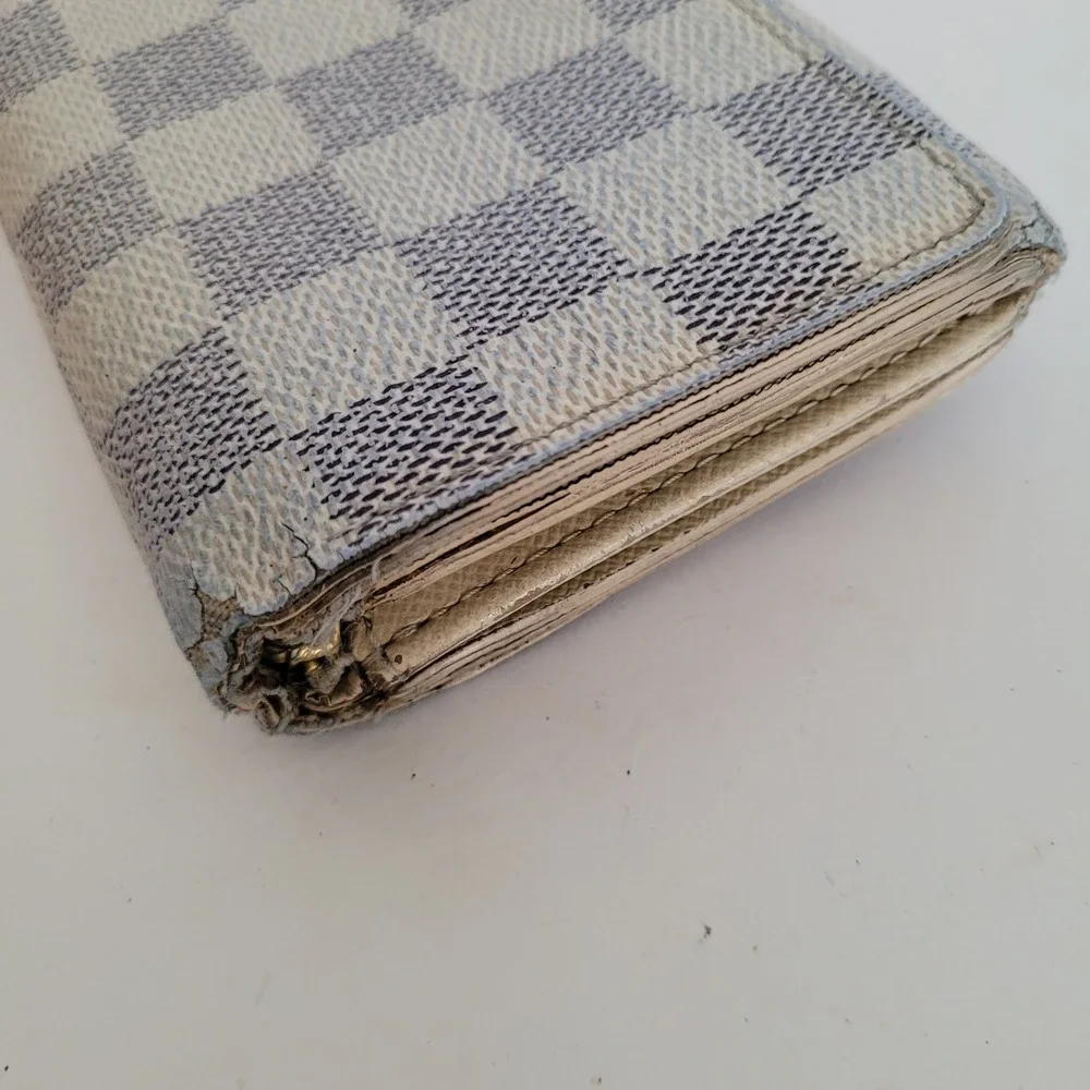 Louis Vuitton Damier Azur Sarah Wallet White Blue Checkered Long CA4007 Spain